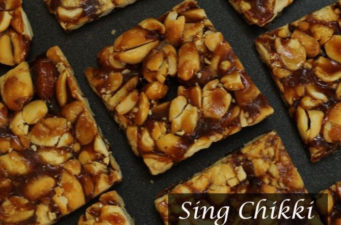 Sing Chikki | Peanut Chikki | Groundnut Brittle Recipe