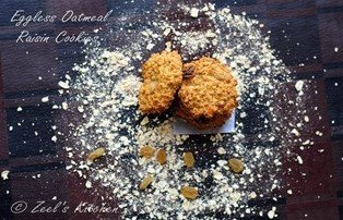 Eggless Oatmeal Raisin Cookies with whole wheat flour