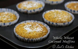 Eggless Whole Wheat Coconut Muffins