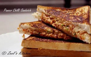 Paneer Chilli Sandwich | Veg Cottage Cheese Chilli Sandwich Recipe