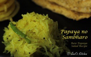 Papaya Sambharo | Papaya Lachha Salad Recipe | Gujarati Raw Papaya Salad Recipe for Fafda Jalebi